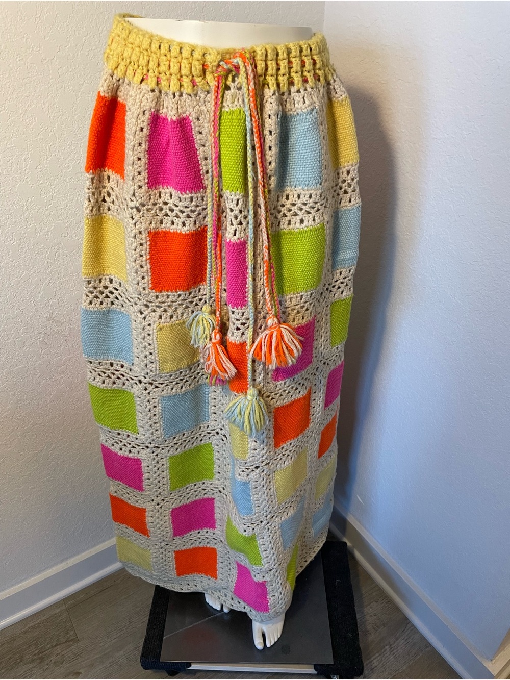 Handmade Granny Square Crochet Maxi Skirt
